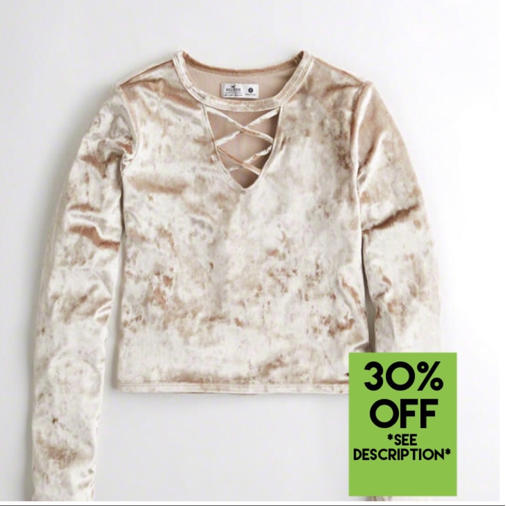 SOLD Gold Hollister Strappy long Sleeve Top Small